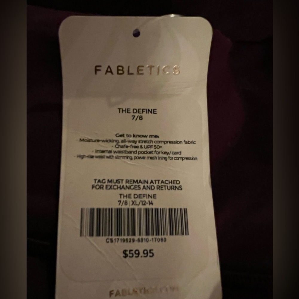Fabletics The Define 7/8 Leggings in deep purple